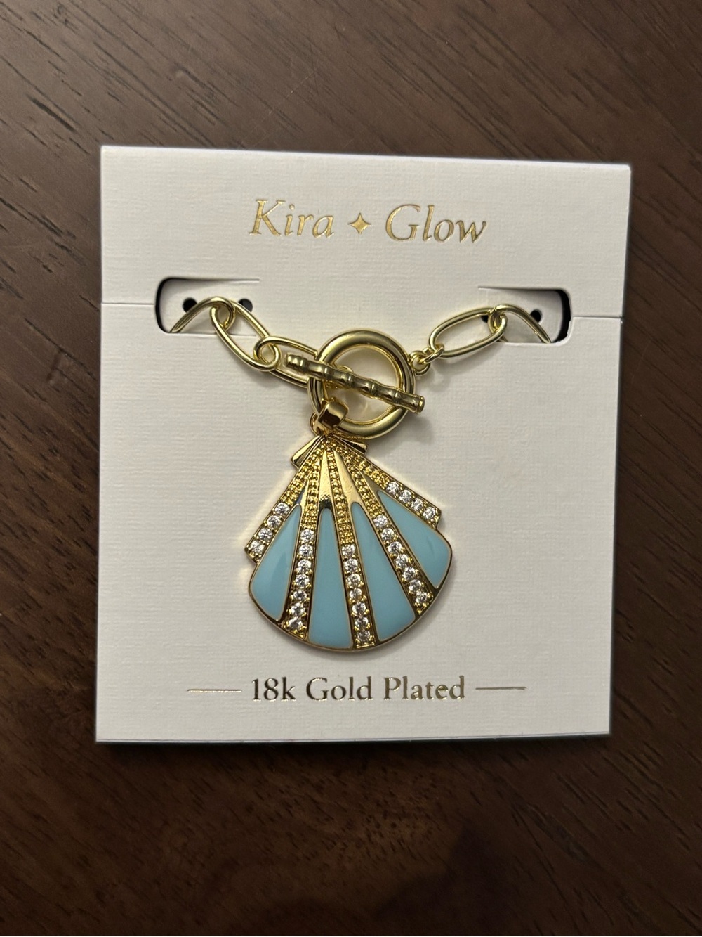 18k Gold Plated Blue Shell Pendant Necklace